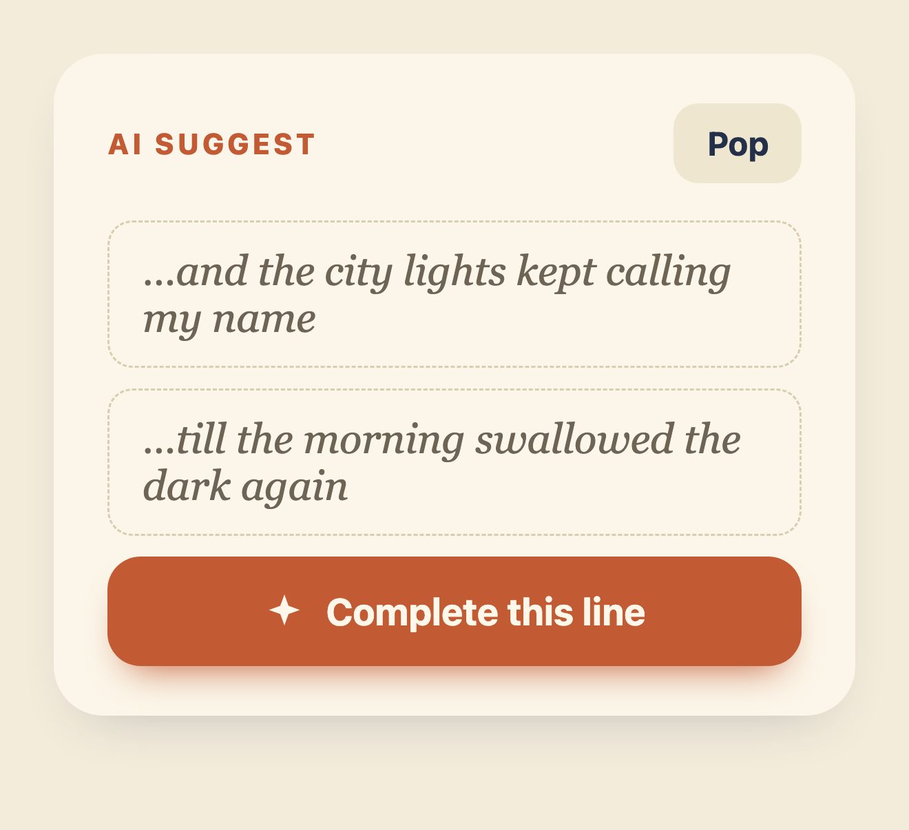 AI lyric suggestions